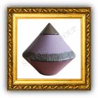 urna cineraria, piramide, in ceramica, lilla fascia argento