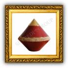 urna cineraria piramide, in ceramica, rosso fascia oro